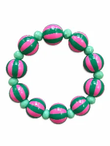 Armband green/pink stripe