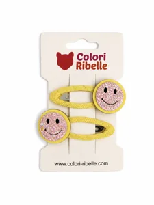 Haarspeldjes smiley glitter neon geel