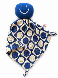 Knuffeldoek smiley blauw