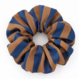 Scrunchie bruin/blauw gestreept (PRE-ORDER)