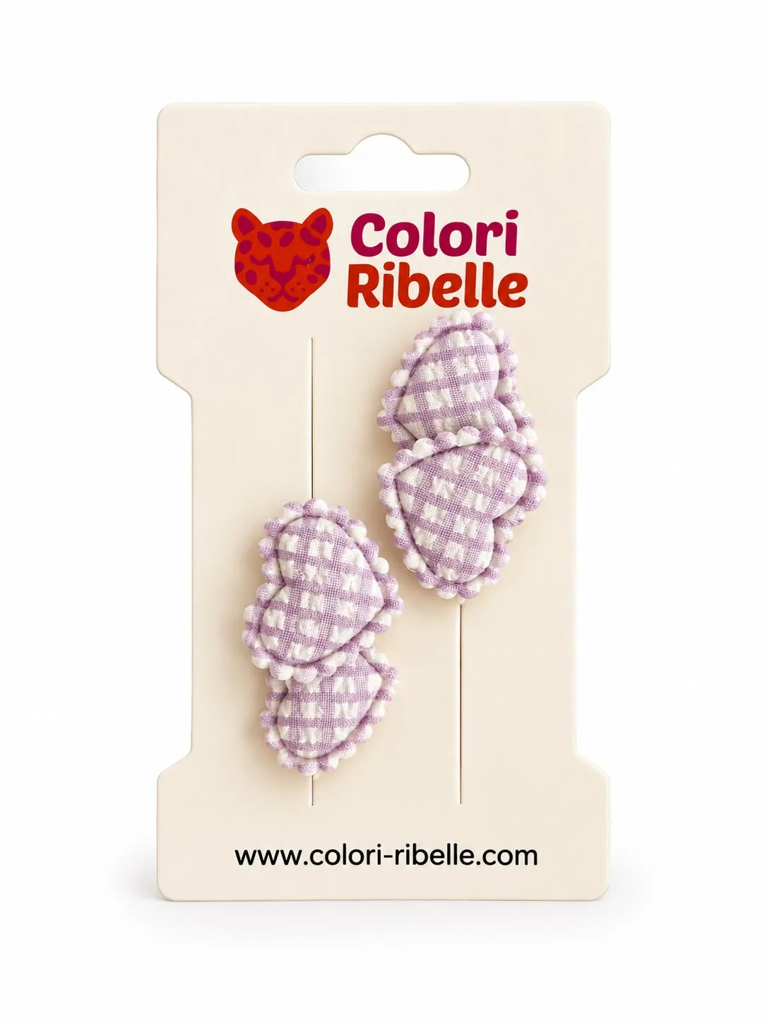 Anti slip speldjes hartjes lila geruit — Haaraccessoires — Colori Ribelle