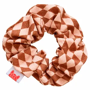 Scrunchie peach/cognac ruit